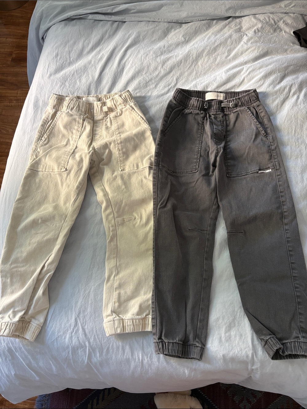 Zara Kids Cargo Joggers - Cream & Charcoal